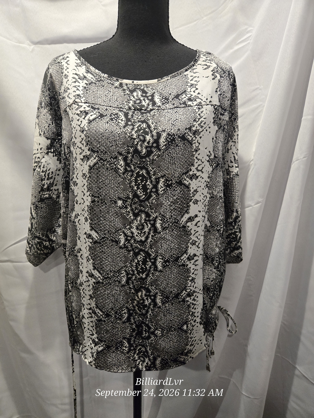 Michael Kors Black and White Snake-Print Blouse